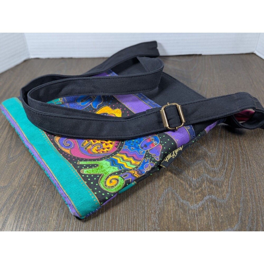 Laurel Burch Artistic Totes Crossbody Messenger Purse Bag Canvas Dogs Art Hobo - Picture 13 of 14